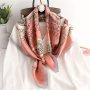 89.99cm 4 Colors Print Square Scarf Thin Smooth Satin Shawl Casual Sunscreen Head Wrap