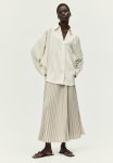 V-neck Blouse - White Striped