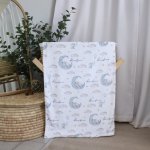 Fleece Blanket Ellie Elephant And Moon Sleeping Blue