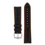 Andy Alligator Embossed Performance Watch Strap In Black Orange - 24MM Silver