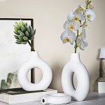 Chic Donut-shaped Decorative Vase For Home & Office - Geometric Design Perfect For Weddings Parties And Everyday Elegance