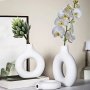 Chic Donut-Shaped Decorative Vase For Home & Office - Geometric Design Perfect For Weddings Parties And Everyday Elegance
