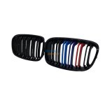 Bmw F20 1 Series Kidney Grille Set Double Slat Gloss Black With Colour Stripes 11-14