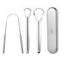 Steel Tongue Scraper Set Oral Hygiene Travel Set 3 Scrapers In A Case