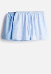 2-PACK Cotton Poplin Pyjama Shorts - Light Blue Striped