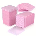 400 Pcs Lint Free Nail Wipes Non-woven Fabric Nail Cleaning Pads Pink Lash Extensions Glue Cleaning Wipes Nail Salon Supplies