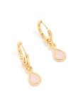 Goldair Gold Plated Pink Cubic Zirconia Teardrop Huggie Earrings