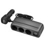 3-SOCKET Cigarette Lighter Adapter With On/off Switch & Voltage Display