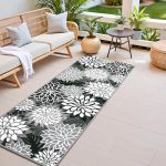 2X6 Washable Runner Rug For Hallway Tropical Botanical Modern Floral Chenille Kitchen Rugs Low Pile Non Slip Carpet For Patio Be