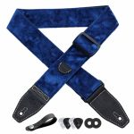 Yikoko Guitar Strap 2 Inch Velvet Guitar Straps With Full Grain Leather End For Bass Electric And Acoustic Guitars Free Strap Bu