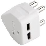Amplify Empower Series Double USB Wall Charger With 3 Pin Plug - White