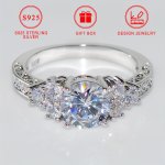 Elegant 925 Sterling Silver Ring With Shimmering Cubic Zirconia 0.12OZ Women's Engagement Proposal Eternity Band Comes With Gift