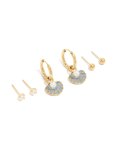 Tweens Gold Plated Stainless Steel Pearl & Shell Stack Earrings 3 Pack