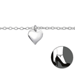 C725-C27634 - 925 Sterling Silver Dangle Heart Ankle Chain Anklet
