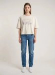 Women Cropped Embossed Logo T-Shirt - XL Brown