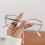 CAT Eye Style Glasses For Women Stainless Steel Frame PC Lenses Metal Hinges +1.0 To +4.0