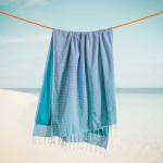 Cuba Stripe Backed Fouta Indigo Blue And Aqua