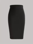 High Waist Bodycon Skirt Elegant Solid Knee Length Sheath Skirt For Spring & Summer Women's Clothing