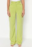 High Rise Wide Leg Jeans - Green