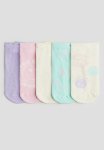 5-PACK Trainer Socks - White Multi Purple Pink Turquoise
