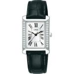 LORUS Ladies Rectangle White Dial Leather Strap Watch