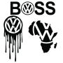 Vw Boss Vw Fuel Tank Dripping Vw Africa Black Vinyl STICKER-3 Pack.