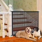Portable Mesh Gate Dog Gate For Stairs Doorway Hallway Easy To Install Indoor And Outdoor Folding Safety Gate Mesh Fence Breatha