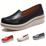 Women's Platform Loafers Casual Closed Toe Slip On Shoes Women's Comfortable Low Top Shoes