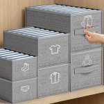 Space-saving Foldable Clothes Organizer With 7 9 Compartments - Durable Canvas Storage Box For Pants Jeans Shirts & Sweaters - T