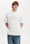 Cotton On Box Fit College T-Shirt - White Marle tribeca Script Burgundy