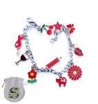 Stainless Steel Charm Bracelet With Enamel And Gold Rhodium Plated Charms