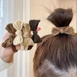 10PCS Bow Hair Band Durable Hair Rope Elastic And Simple Retro Headwear Hair Accessories For Girls