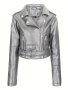 Solid Zipper Front Faux Leather Crop Jacket Casual Belted Long Sleeve Lightweight Jacket For Fall & Spring Women's Clothing