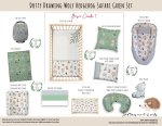 Cot Duvet Bedding Safari Dotty Drawing Wolf Hedgehog Safari Green Set