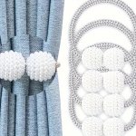 4PCS Vintage Style Pearl Curtain Tiebacks Magnetic Buckle Drapery Cord Holdbacks With Plastic Weave Design - No-punch Installati