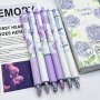 6PCS Light Purple Roses Push Neutral Pen St Pen Tip Good Looking Push Pen Black Ink