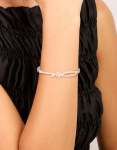 Silver Cubic Zirconia Knotted Hinged Bangle
