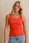 Ribbed Scoop Neck Tank - XL Orange