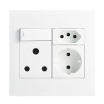 Multi-socket Wall Outlet With 16A Switched Plug And Schuko Socket Black White - White