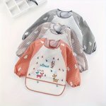 Cartoon Waterproof Long Sleeved Bib Soft Feeding Bib Great Christmas Halloween Thanksgiving Day Gift New Year's Gift Valentine's