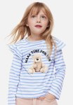Flounce-trimmed Top - Light Blue teddy Bear
