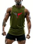 Men's Bull Head Graphic Logo Design Tank Top Active Quick Dry Slightly Stretch Crew Neck Sleeveless Shirt Men's Clothing For Gym