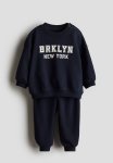 2-PIECE Sweatshirt Set - Navy Blue brklyn