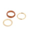 Brown Acrylic & Cubic Zirconia Rings 3-PACK - M l