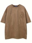 Vintage Letter Embroidery Men's Loose Chic Short Sleeve Crew Neck T-Shirt Summer Outdoor