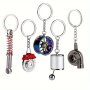 5PCS Car Parts Keychain Set Sporty Car Enthusiast Gift Auto-themed Keyring Collection - Black Turbo Silver Gearbox Rainbow Tire Rim Red Brake Rotor Red