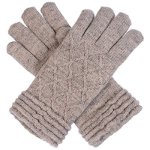 Byos Womens Winter Fashion Ultra Warm Plush Fleece Lined Knit Gloves W decorated Cuff Design More Styles Beige Diamond