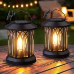Hanging Solar Lanterns Outdoor Waterproof - 2 Pack Lanterns Decorative Outdoor Patio Decor With Clip Solar Lantern For Outside -