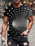 Optical Illusion Men's Novelty T-Shirt Trendy Short Sleeve Tees For Summer