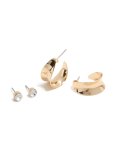 Goldair Gold Wide Hoop & Diamante Stud Earrings 2-PACK